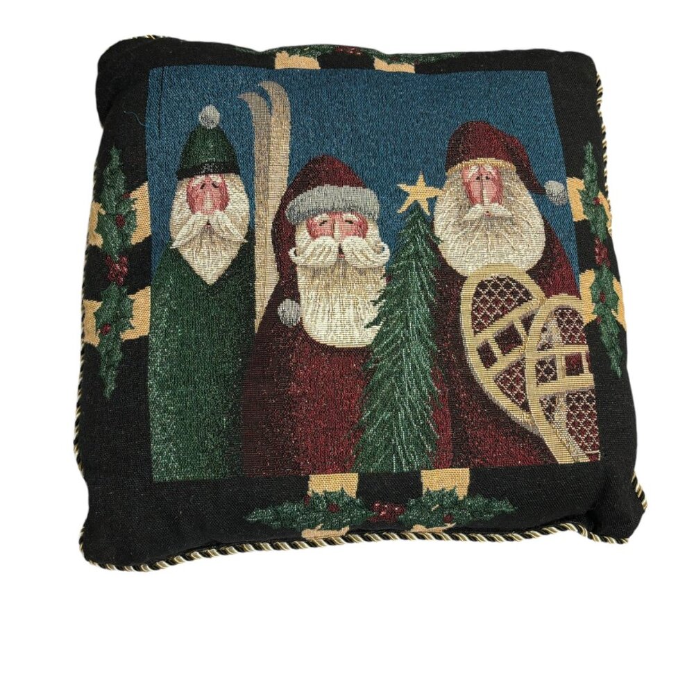 Sporting Santa’s Decorative Pillow Skiing Snowshoeing & Lumberjack